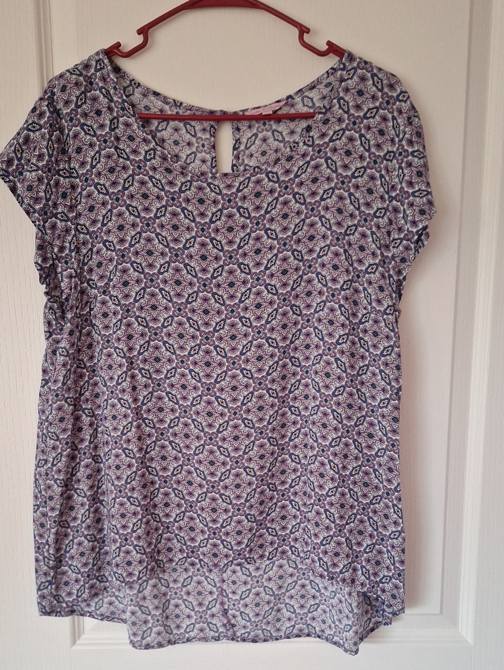 Women's Purple Patterned Short Sleeve Top